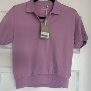 Everlane  Organic Cotton  Polo Top Shirt  Mauve Size Small Nwt